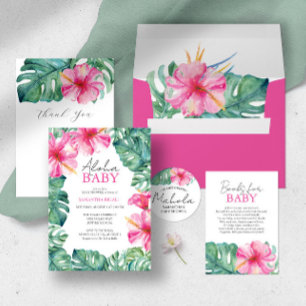 Convites Hawaiian Baby Shower Invoca Flores Tropicais