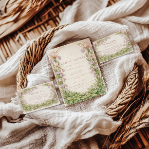 Convites Chá de Bebê Vintage de Jardim de Íris e Campânula