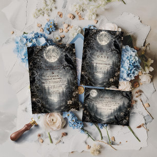 Cartão De Agradecimento Casamento Moody Gothic na Floresta