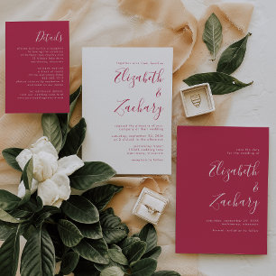 Convites Casamento Magenta com Script Moderno