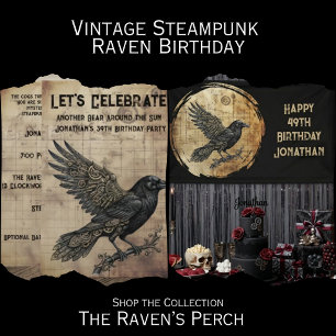 Convites Raven Steampunk Gótico