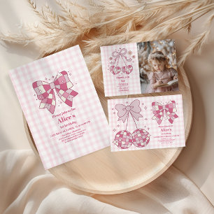 Cartão De Agradecimento Primeiro aniversario de coquete do Arco rosa-claro