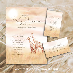 Convites Safari Giraffe Chá de fraldas Convide Neutro de Gê