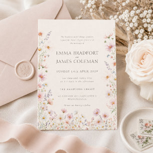 Convites Casamento de Flores Silvestres Boêmio Caprichoso