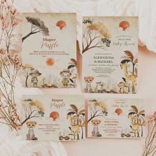 Cartão De Informações Capa de Bebê-Raffle Selvagem de Um Safari