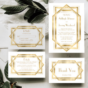 Cartão De Informações Detalhes do Casamento Deco White Gold Deco, de 192