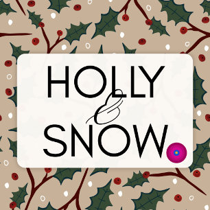 Cartão Postal De Festividades Cartão de Natal Holly & Snow