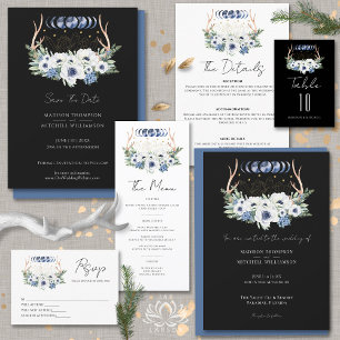 Convites Moon Crystals Flores Boho Casamento Metafísico