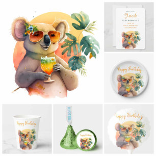 Watercolor Koala - Cartão de Convite de Aniversári