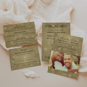 Convites Casamento Dourado e Negro do Champanhe Elegante