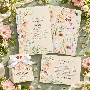 Cartão de Detalhes do Casamento com Flores Selvage