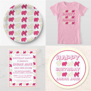 Convites Bolachas e biscoitos, cor-de-rosa, Festa de aniver