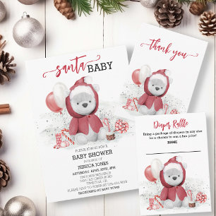 Cartão De Informações Fralda Raffle Papai noel Bebê Polar Urso