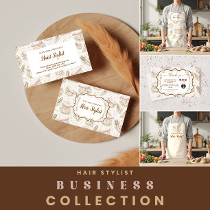 Cartão De Visita Cabelereiro Floral Elegante