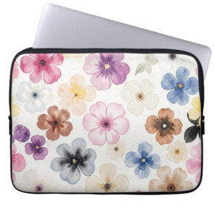 Capa Para Notebook Aquarela Azul e Amarelo Floral