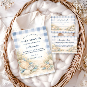 Convites Elegante Festa de Bebê de Conchas Marinhas da Cost