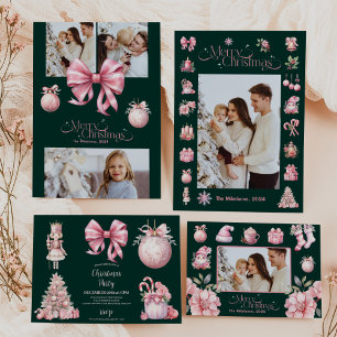 Cartão De Festividades Retro-Vintage Santa Claus Rosa