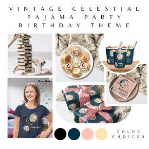 Camiseta Qualquer Marinho de aniversário Vintage Celestial 