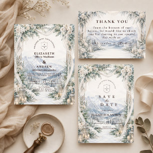 Cartão De Agradecimento Casamento Romântico ao Ar Livre no Inverno