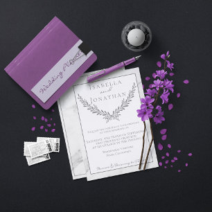 Convite para Casamento Elegante Marble e Wreath