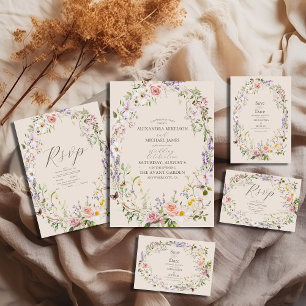 Cartão RSVP Boho Wildflower Wedding