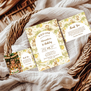 Convites Animais da Selva Neutros Festa de Um Aniversário