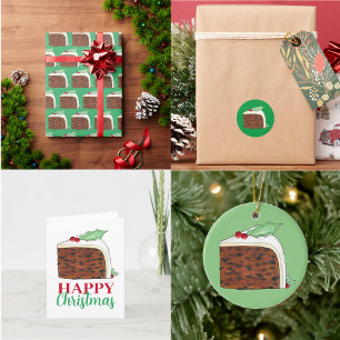 Cartão De Festividades Feliz Natal no Reino Unido - Fatia de Bolo Britâni