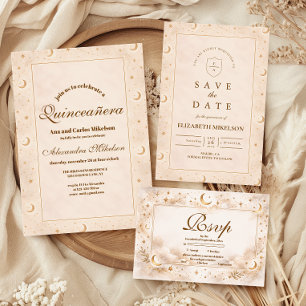 Reserve A Data Ouro Celestial da Lua Quinceañera