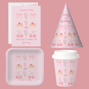 Bandeirinha O primeiro aniversário dos Arcos cor-de-rosa paste