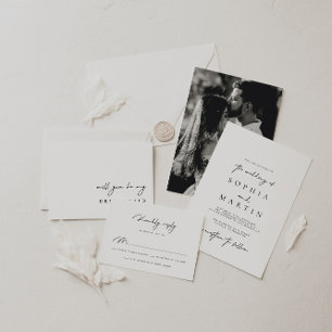 Placa RSVP Elegante de Caligrafia Branca e Preta