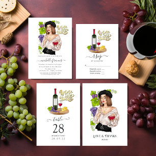 Cartão De Agradecimento Provando de vinho da Garota Francesa