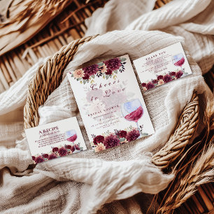 Convites Brinde ao Amor Burgundy Floral Chá de Noiva