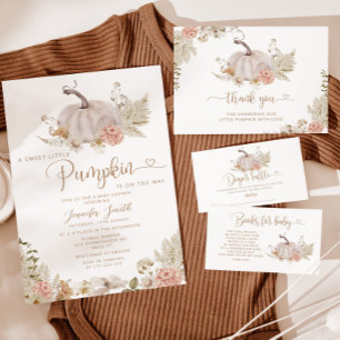Convites Pampas grass pumpkin baby shower Invitation