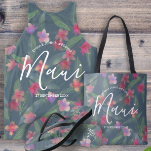 Convites Praça de Casamento Maui de Watercolor Hibiscus