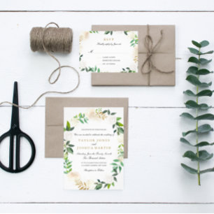 Convite De Casamento De Wreath De Dourada Mola De 