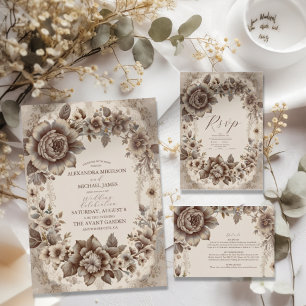 Cartão RSVP Vintage Art Nouveau Wedding