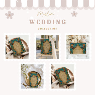 Convites Casamento Islâmico Esmeralda Dourado