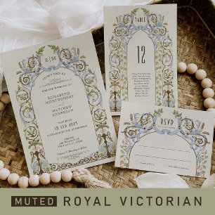 Convites Casamento Real Vitoriano Mudado RSVP Vintage Flora