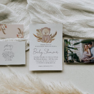 Cartão Postal De Festividades Boho Baby Sprinkle Invent with Sweet Bear