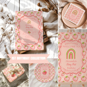 Convites Berry First Birthday primeiro aniversario Strawber