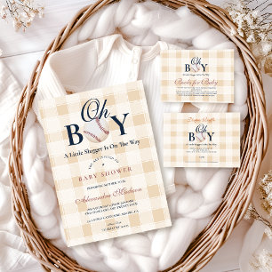 Cartão De Informações Livros de Chá de fraldas de Beisebol Vintage para 