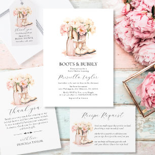 Cartão De Informações Cowgirl Boots País Chá de panela PEDIDO DE RECEITA