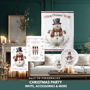 Convite de Festa de Natal do Boneco de Neve