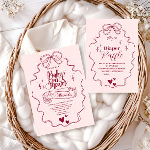 Convites Chá de fraldas do Arco desenhado na mão da porta