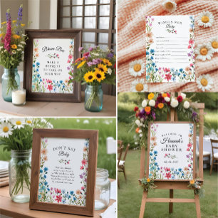 Pequeno Convite para Chá de fraldas de Flor Selvag