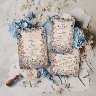 Cartão De Agradecimento Casamento Floral Boêmio Suave em Prado