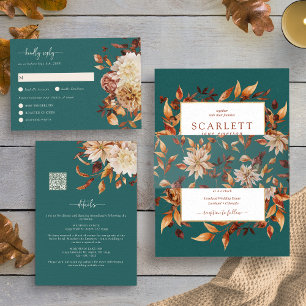 Convites Fall Teal Wedding