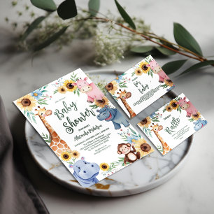 Convites Cute Safari Animal Greenery Chá de fraldas