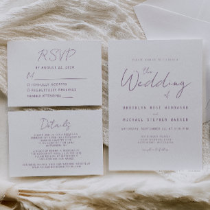 Convite de Casamento Moderno Minimalista em Roxo E