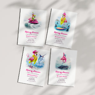 Convites Prosecco Divertido Flamingo Praia Fim de Semana de